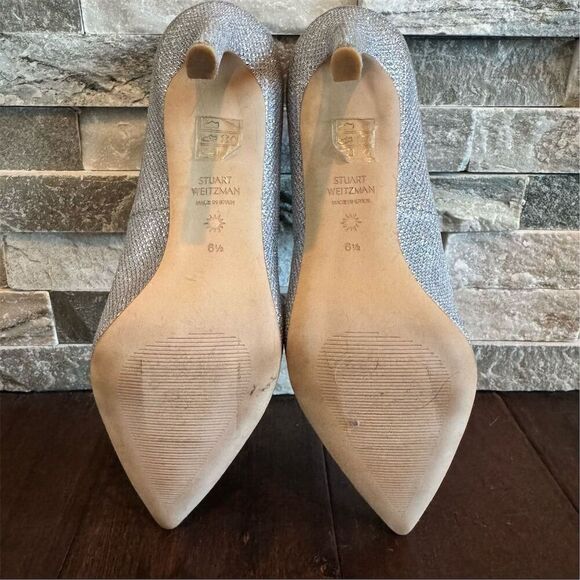 Stuart Weitzman Women's Silver Sparkle Pump Heels Size 6.5 Wedding - Picture 5 of 12